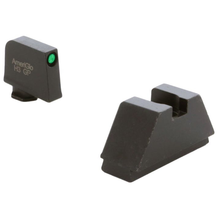 AmeriGlo GL810 Optic Compatible Sight Set for Glock2XL Tall Green Tritium Black Outline Front Sight-Black Rear Sight