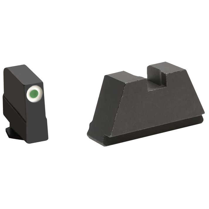 AmeriGlo GL491 Optic Compatible Sight Set for Glock3XL Tall Green Tritium White Outline Front Sight-Black Rear Sight