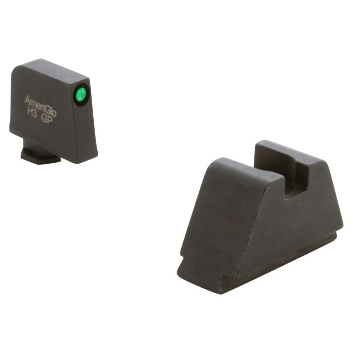 AmeriGlo GL811 Optic Compatible Sight Set for Glock3XL Tall Green Tritium Black Outline Front Sight-Black Rear Sight