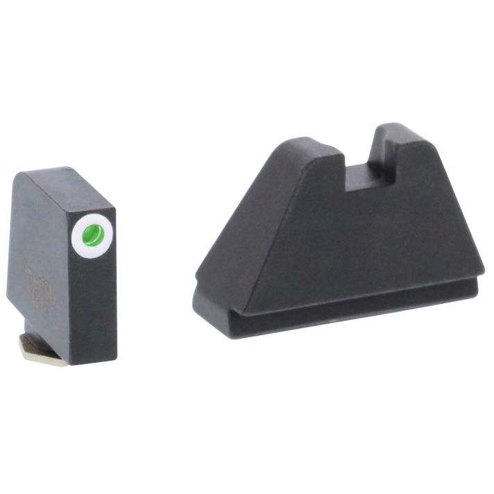 AmeriGlo GL482 Optic Compatible Sight Set for Glock5XL Tall Green Tritium White Outline Front Sight-Black Rear Sight
