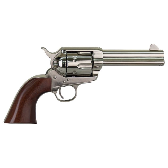 Cimarron PPP357N Pistolero38 Special/357 Mag 6 Shot, 4.75" Nickel-Plated Steel Barrel, Cylinder & Frame, Wide Front Sight, Smooth Walnut Grip