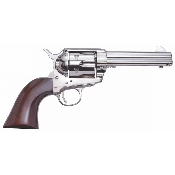 Cimarron PPP45N Pistolero45 Colt (LC) 6 Shot, 4.75" Nickel-Plated Steel Barrel, Cylinder & Frame, Wide Front Sight, Smooth Walnut Grip