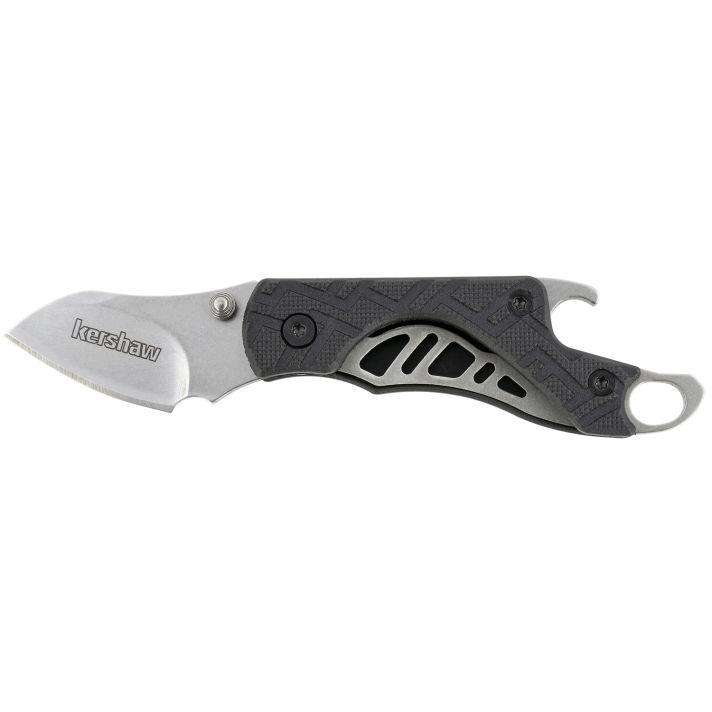 Kershaw 1025X Cinder1.40" Folding Drop Point Plain Stonewashed 3Cr13MoV SS Blade Black Glass-Filled Nylon Handle Includes Key Ring