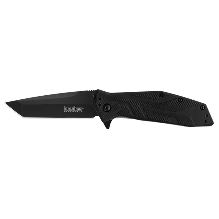 Kershaw 1990 Brawler3" Folding Tanto Plain Black Oxide 8Cr13MoV SS Blade Black Glass-Filled Nylon Handle Includes Pocket Clip