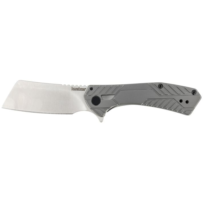 Kershaw 3445 Static2.90" Folding Cleaver Plain Satin 8Cr13MoV SS Blade Gray PVD Stainless Steel Handle Includes Pocket Clip