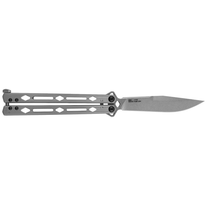 Kershaw 5150 Lucha4.60" Butterfly Drop Point Plain Stonewashed 14C28N Steel Blade Bead Blasted Stainless Steel Handle
