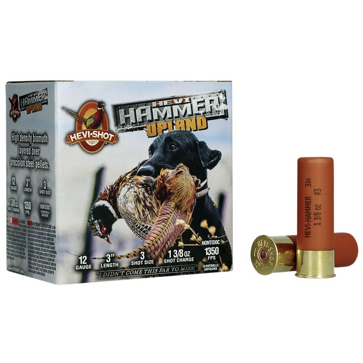HEVI-Shot HS29113 HEVI-Hammer Upland 12Gauge 3" 1 3/8oz Steel/Bismuth 3Shot 25 Per Box/10 Case
