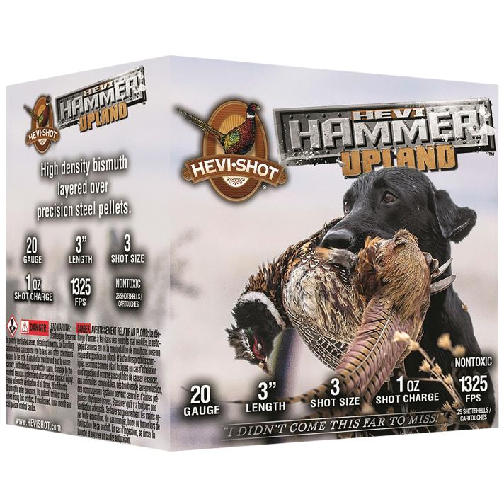 HEVI-Shot HS29213 HEVI-Hammer Upland 20Gauge 3" 1oz Steel/Bismuth 3Shot 25 Per Box/10 Case