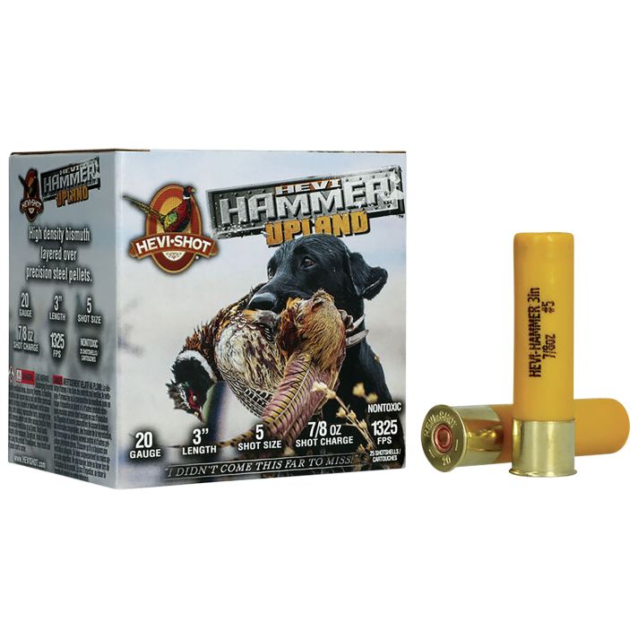 HEVI-Shot HS29225 HEVI-Hammer Upland 20Gauge 3" 7/8oz Steel/Bismuth 5Shot 25 Per Box/10 Case