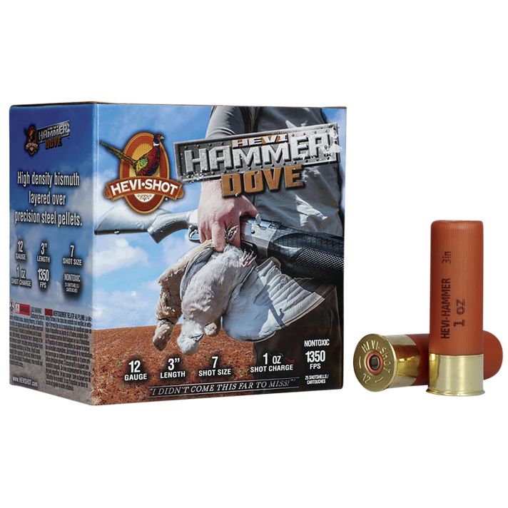 HEVI-Shot HS29137 HEVI-Hammer Dove 12Gauge 3" 1oz Steel/Bismuth 7Shot 25 Per Box/10 Case