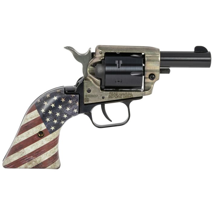 Heritage Mfg BK22CH2USFLAG Barkeep22 LR 6 Shot 2.67" Black Oxide Steel Barrel & Cylinder, Simulated Case Hardened Zinc Alloy Frame, US Flag Polymer Grips