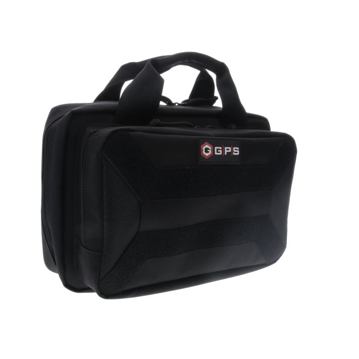 GPS Bags PC15 Pistol CaseBlack 600D Polyester with Mag Storage, Lockable Zippers & Cushioned Compartment Holds 1 Handgun