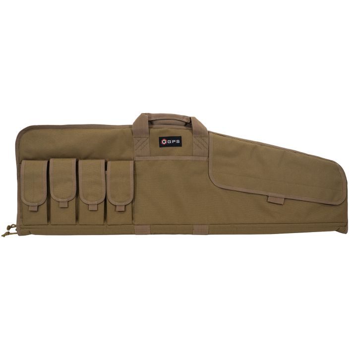 GPS Bags SRC42FDE Single Rifle Case Flat Dark Earth 600D Polyester w/ Mag Pouch Lockable Zippers & Fleece-Lining