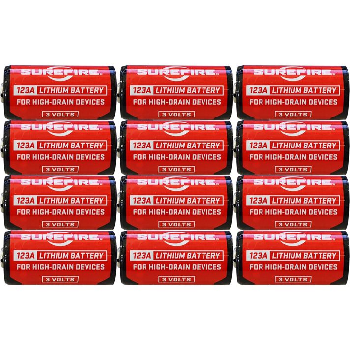SureFire SF12ABBCS 123A BatteriesRed/Black 3.0 Volts 1,550 mAh (12) Single Package Clamshell