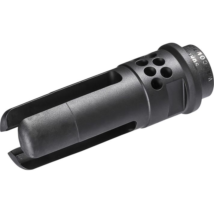 SureFire WARCOMP7625824 Warcomp QD Flash Hider 30 Cal (7.62mm) 5/8"-24 tpi, Open Tine 3-Prong, Ported Black Stainless Steel for AR/M4-Platform (SOCOM Suppressor Compatible)
