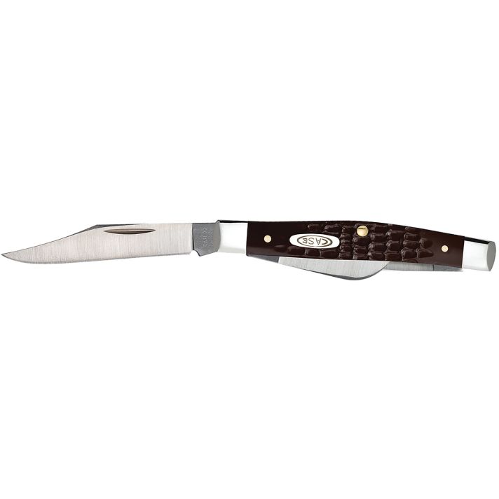 Case 00106 StockmanMedium 2.42"/1.58"/1.57" Folding Clip/Sheepsfoot/Pen Plain As-Ground Tru-Sharp SS Blade, Brown Jigged Synthetic Handle