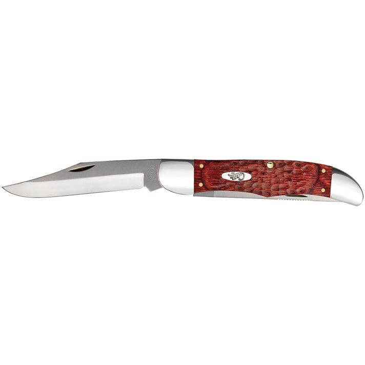 Case 00189 Hunter4.10" Folding Clip/Skinner Plain As-Ground Tru-Sharp SS Blade/Jigged Rosewood Handle