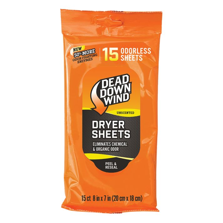 Dead Down Wind 1113 Dryer SheetsOdor Eliminator Odorless Scent Dryer Sheet 15 Per Pkg