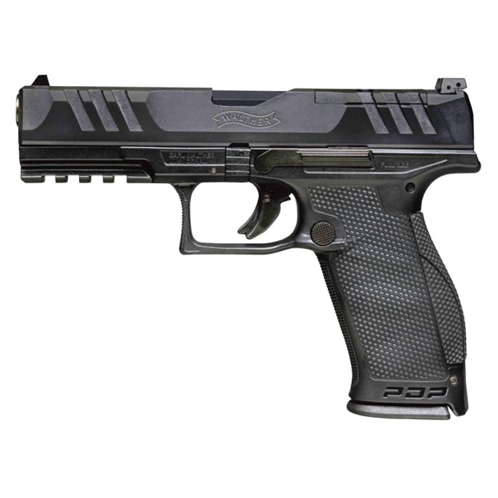 Walther Arms 2844001 PDP Optic Ready 9mm Luger Caliber with 5" Barrel, 18+1 Capacity, Black Finish Picatinny Rail Frame, Serrated/Optic Cut Black Steel Slide & Performance Duty Textured Polymer Grip