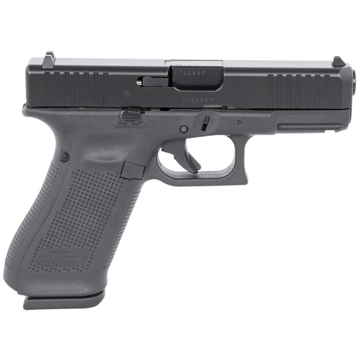 Glock UA455S203 G459mm Luger 17+1 4.02" GMB Barrel, Black nDLC Serrated Slide, Black Polymer Frame w/Accessory Rail, Black Textured w/Interchangeable Backstrap Grip, Ambidextrous