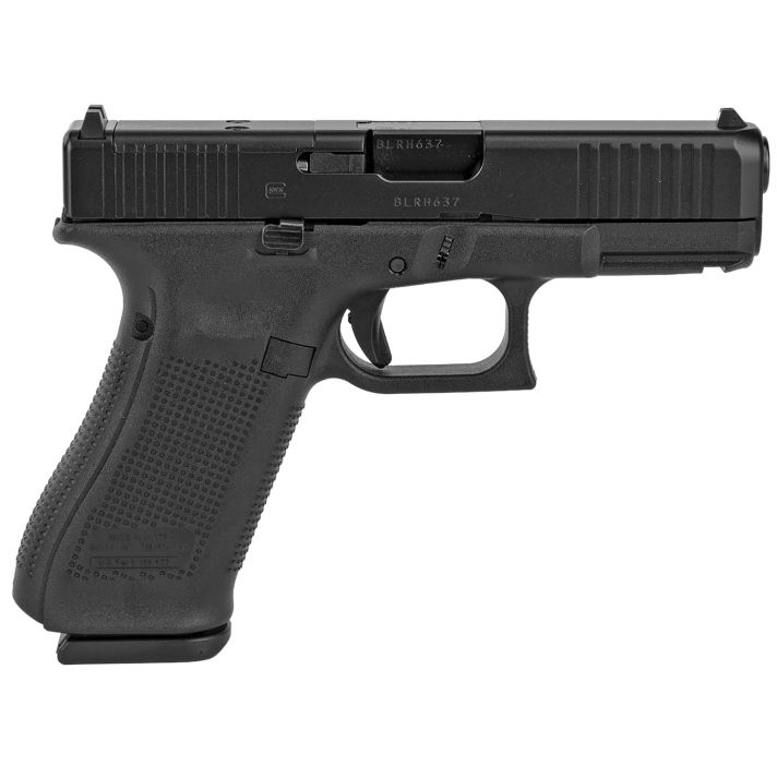GlockG45 Compact Crossover 9mm Luger 4.02" 17+1 Black Black nDLC Steel with Front Serrations & MOS Cuts Black Rough Texture Interchangeable Backstraps Grip Fixed Sights