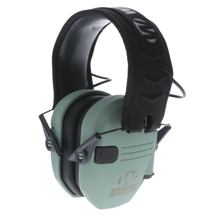 Walker's GWPRSEMSGN Razor Slim Electronic Muff 23 dB Over the Head Sage Green/Black Polymer