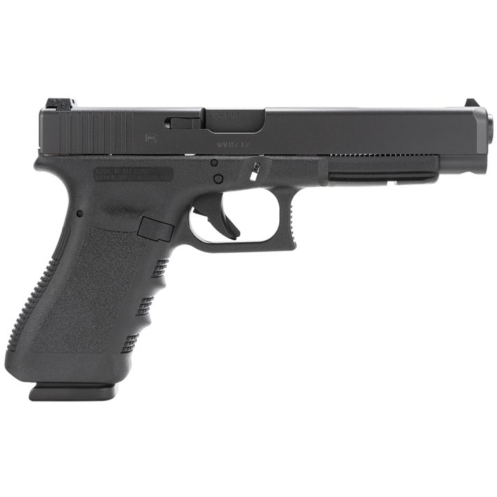 Glock PI3430103 G34 Gen3 Competition 9mm Luger 17+1 5.31" Black Polygonal Rifled Barrel, Matte Black Long/Serrated Slide, Black Polymer Frame w/Picatinny Rail, Black Textured Finger Grooved Grip