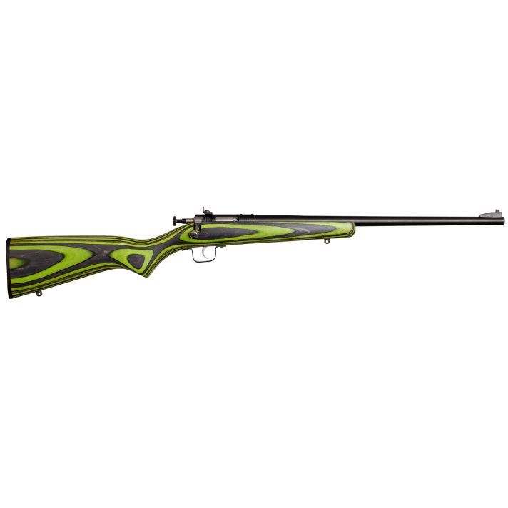 Crickett KSA2231 Youth22 LR 1rd 16.12" Blued Barrel & Receiver, Fixed Front/Adjustable Rear Peep Sights, Green/Black Laminate Stock w/11.5" LOP, Rebounding Firing Pin Safety