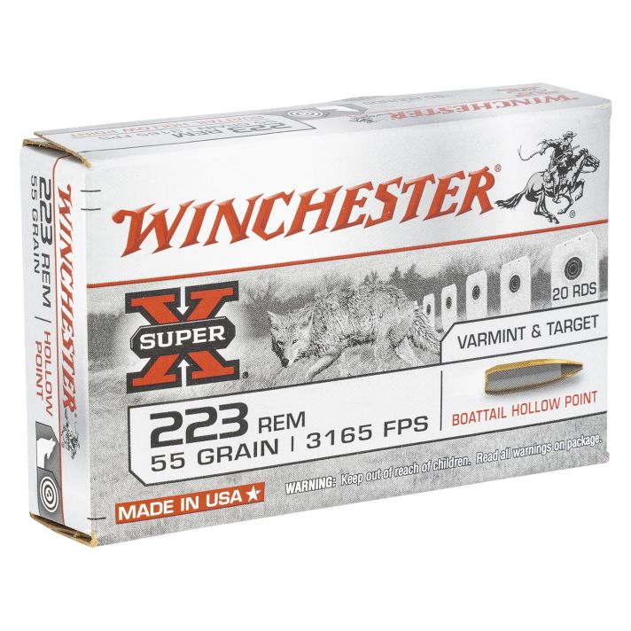 Winchester Ammo W223HP55 Super X223Rem 55gr Boat Tail Hollow Point 20 Per Box/25 Case