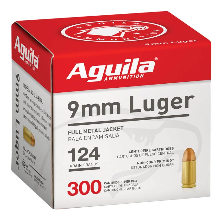 Aguila 1E092108 Target & Range Handgun 9mm Luger 124gr Full Metal Jacket 300 Per Box/4 Case