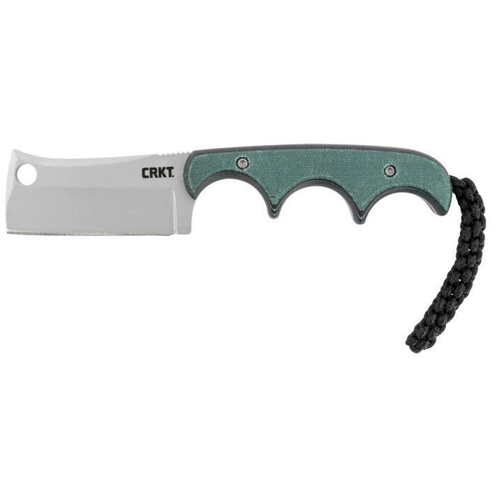 CRKT 2383 Minimalist2.13" Fixed Cleaver Plain Bead Blasted 5Cr15MoV SS Blade/ Green Contoured Resin Infused Fiber Handle Includes Lanyard/Sheath