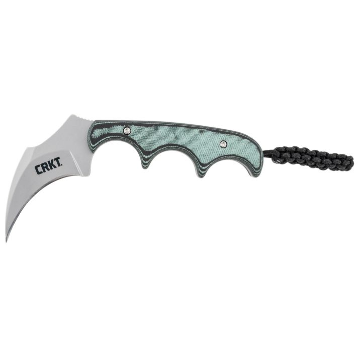 CRKT 2389 Keramin2.31" Fixed Plain Bead Blasted 5Cr15MoV SS Blade/ Green Contoured Resin Infused Fiber Handle Includes Lanyard/Sheath