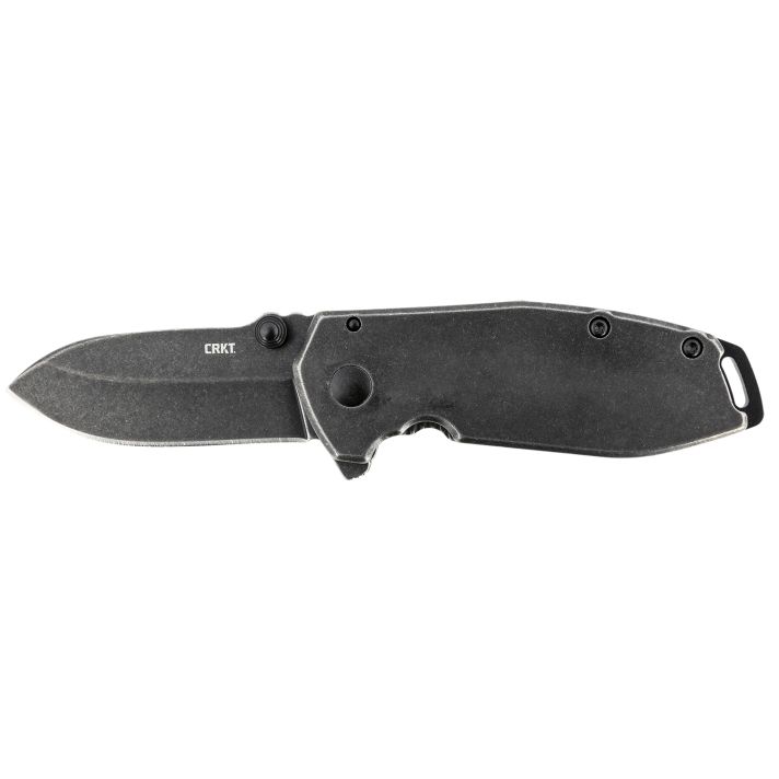 CRKT 2493 SQUID Assisted 2.37" Folding Drop Point Plain Black Stonewashed 8Cr14MoV SS Blade/Black Stonewashed Stainless Steel Handle Includes Pocket Clip