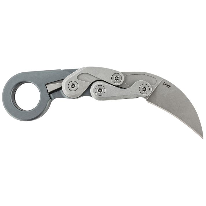 CRKT 4045 ProvokeCompact 2.26" Folding Hawkbill Plain Stonewashed D2 Steel Blade, Stonewashed Aluminum Handle, Includes Pocket Clip
