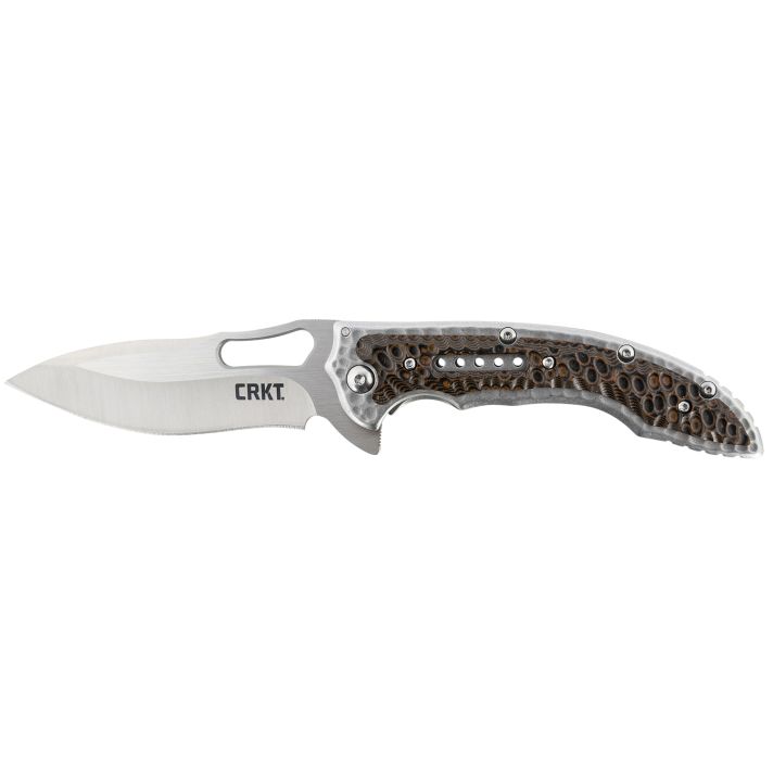 CRKT 5470 Fossil3.96" Folding Drop Point Plain Satin 8Cr13MoV SS Blade/ Brown G10/SS Handle Includes Pocket Clip