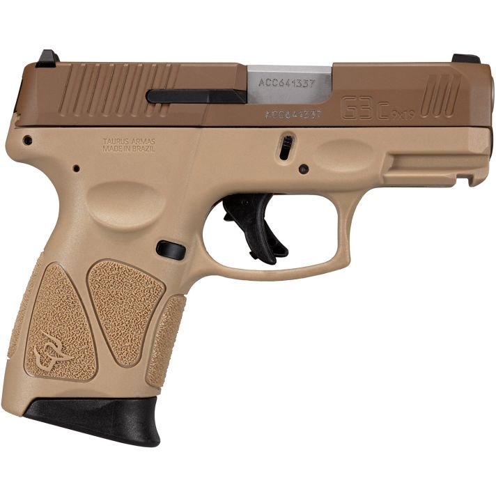 Taurus 1G3C93ETMA G3C *MA Compliant 9mm Luger 10+1 3.26" Matte Coyote Brown Barrel, Coyote Cerakote Serrated Steel Slide, Tan Polymer Frame w/Picatinny Rail, Tan Polymer Grips