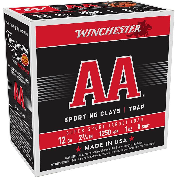Winchester Ammo AASC12508 AA Sporting Clay 12Gauge 2.75" 1oz 8Shot 25 Per Box/10 Case