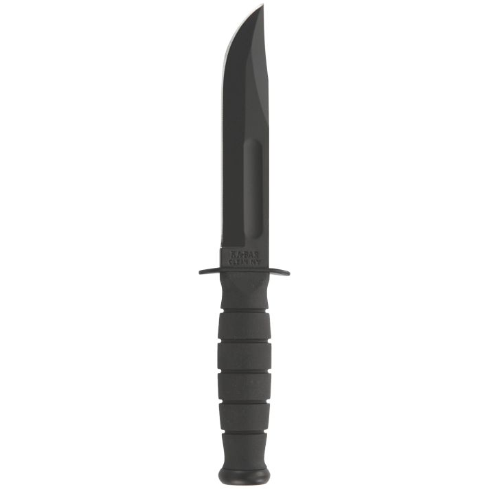 Ka-Bar 1256 Fighting/Utility5.25" Fixed Clip Point Plain Black 1095 Cro-Van Blade, Black Kraton G Handle, Includes Sheath