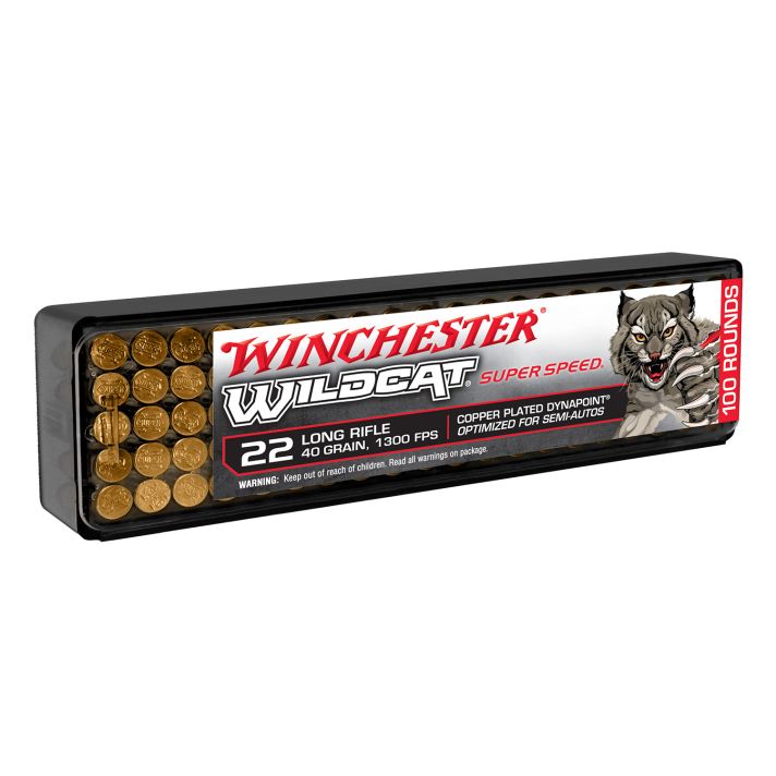 Winchester Ammo WW22LRSSD Wildcat Super Speed 22LR 40gr Copper Plated DynaPoint 100 Per Box/20 Case