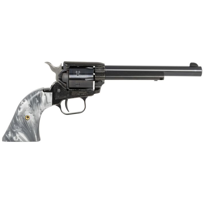 Heritage Mfg RR22B6GPRL Rough Rider22 LR 6 Shot 6.50" Black Barrel & Cylinder Black Frame, Altamont Gray Pearl Grips
