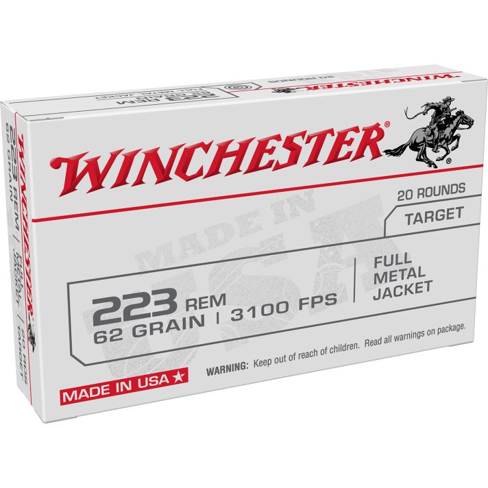 Winchester Ammo W223FMJ62 USA223Rem 62gr Full Metal Jacket 20 Per Box/50 Case