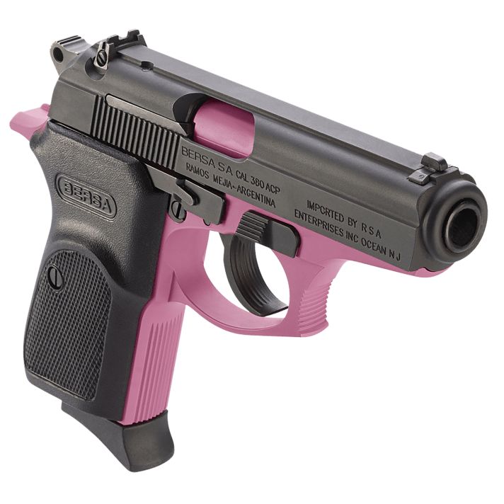 Bersa T380PNK8 ThunderMicro-Compact Frame 380 ACP 8+1 3.50" Pink Cerakote Steel Barrel, Matte Black Serrated Steel Slide, Pink Cerakote Aluminum Frame