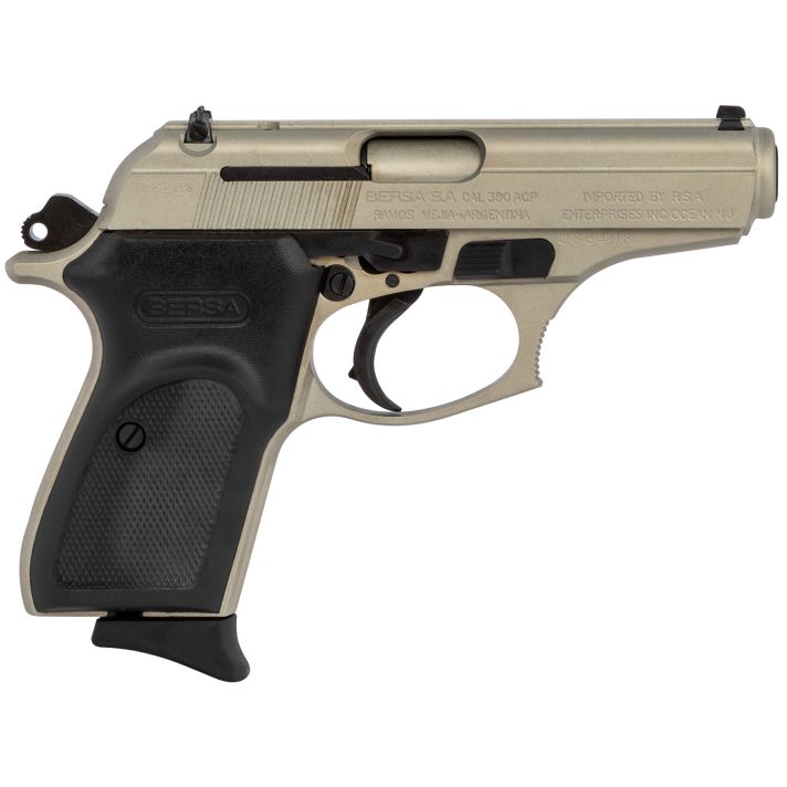 Bersa T380NKL8 ThunderMicro-Compact Frame 380 ACP 8+1, 3.50" Satin Nickel Steel Barrel, Serrated Steel Slide & Aluminum Frame