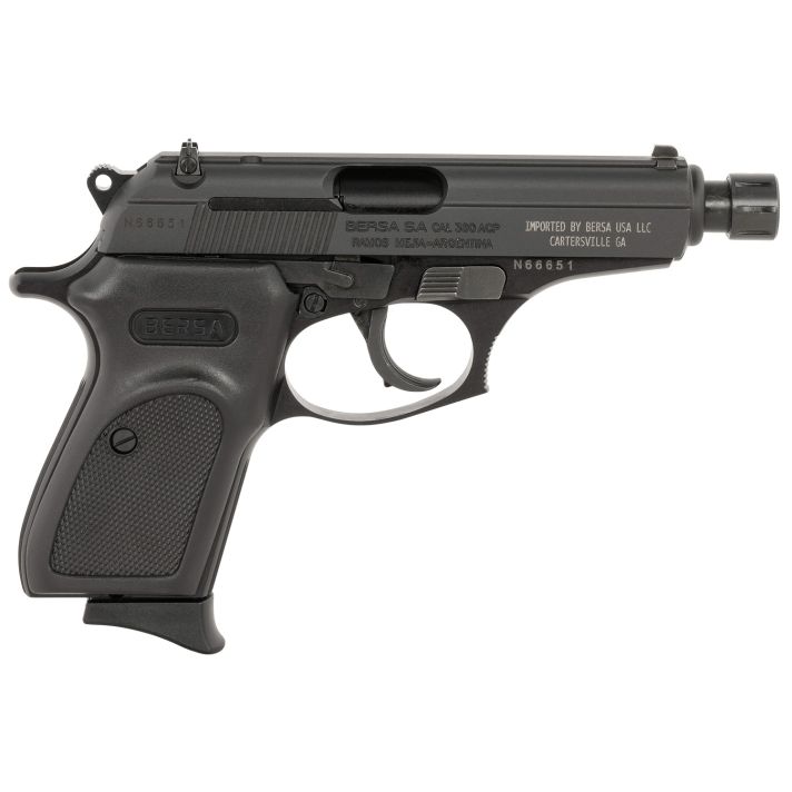 Bersa T380M8X ThunderMicro-Compact Frame 380 ACP 8+1 3.50" Black Steel Threaded Barrel, Matte Black Steel Serrated Slide, Matte Black Aluminum Frame, Black Rubber Grip, Right Hand