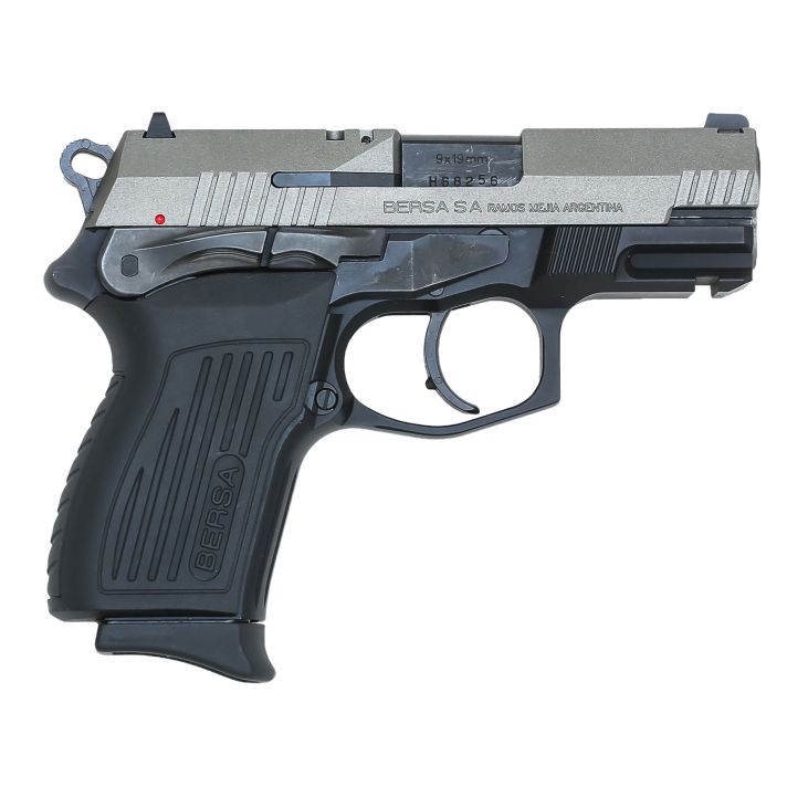 Bersa TPR9CDT TPRCCompact Frame 9mm Luger 13+1, 3.50" Black Steel Barrel, Nickel Cerakote Serrated Steel Slide, Matte Black Aluminum Frame w/Beavertail, Ambidextrous