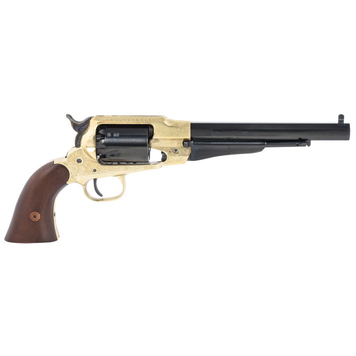 Pietta PF58BRE448 185844 Cal 6rd 8" Blued Barrel & Cylinder, Engraved Brass Frame, Walnut Grip, Brass trigger Guard & Backstrap
