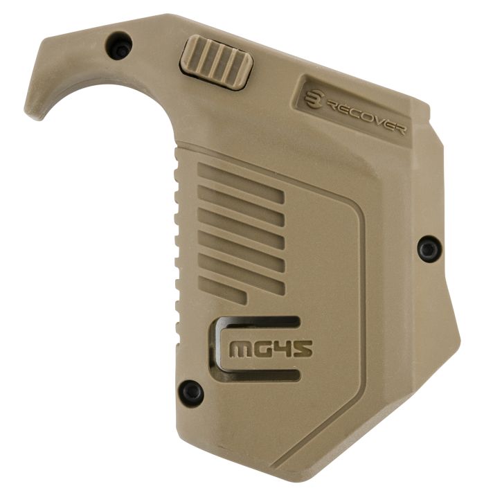 Recover Tactical MG4502 Angled Mag PouchDouble Stack, Tan Polymer, 45 ACP/10mm Auto, Compatible w/ Glock