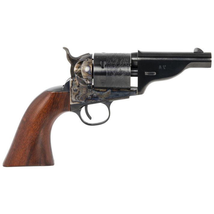 Taylors & Company 550957 The Hickok Open-Top 45 Colt (LC) Caliber with 3.50" Blued Finish Barrel, 6rd Capacity Blued Finish Cylinder, Color Case Hardened Finish Steel Frame & Walnut Army Size Grip