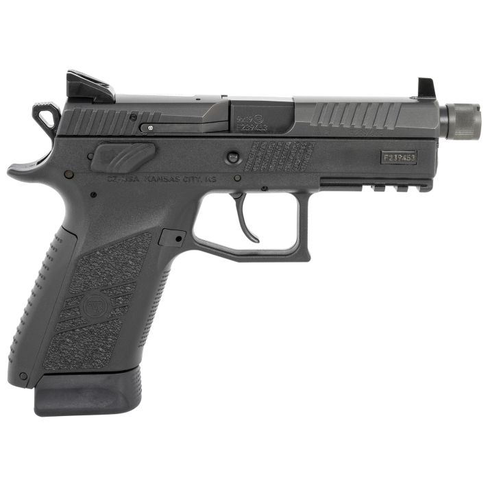 CZ-USA 89289 P-07 Suppressor Ready 9mm Luger 4.36" 17+1 Overall Black Finish with Inside Railed Nitride Steel Slide, Stippled Interchangeable Backstrap Grip & Picatinny Rail