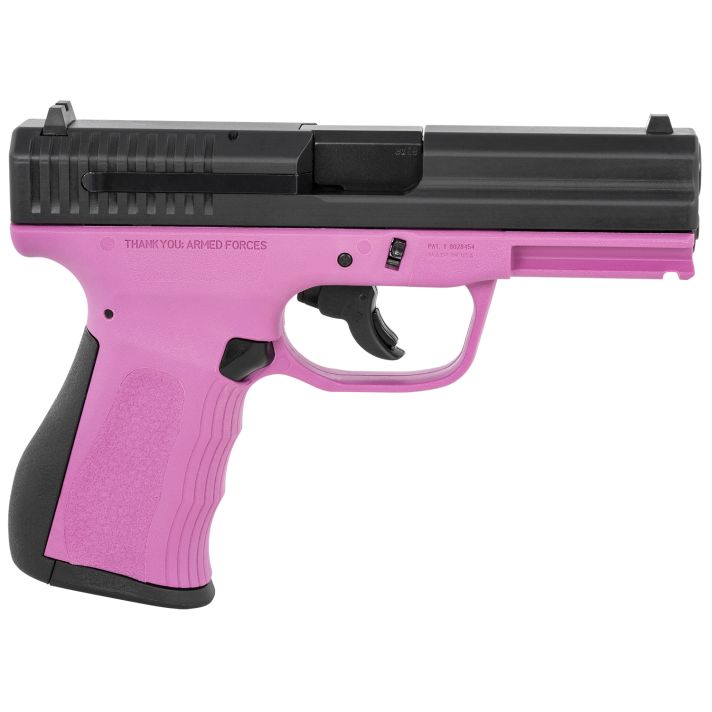 FMK G9C1G2PKSSCM 9C1 G2 9mm Luger 10+1 4" Black Stainless Steel Barrel, Black Serrated Carbon Steel Slide, Pink Polymer Frame w/Picatinny Rail, Black Backstrap Grip